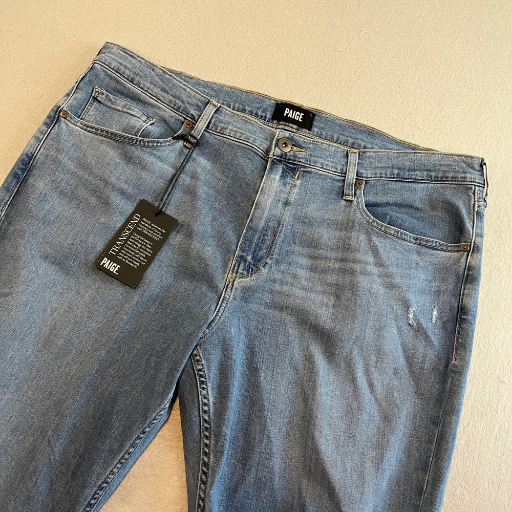 PAIGE Lennox‎ Men's Slim Distressed Jeans Size 40 Blue Denim Darold Destructed